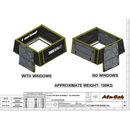 ModCAP Base pour benne 5 5' avec fenêtres Alu-Cab